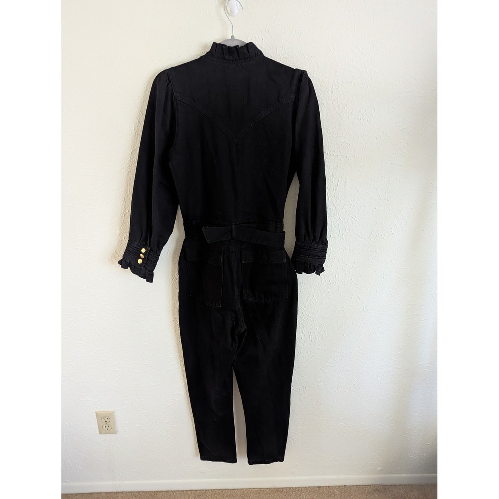Donna Ida Edna Ruffled Edge Jumpsuit Blackest Size XS Belted Utility - Picture 3 of 11